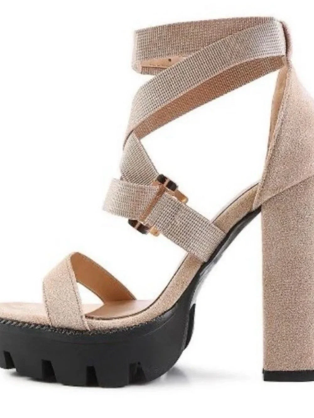 NIB London Rag Women’s Fresh Daisy Harness Strap Block Heel Sandals Size 6.5